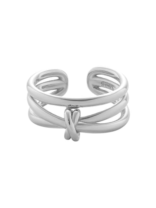 Platinum [No. 15 adjustable] 925 Sterling Silver Geometric Minimalist Stackable Ring